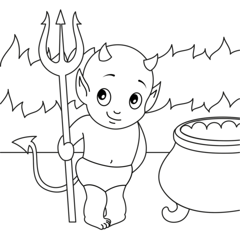 Cute Devil Coloring Page